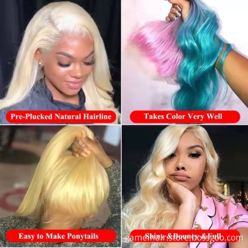 wholesale 150% Density 13x4 613Honey Blonde Lace Front Human Hair Wig Body WaveTransparent Lace Brazilian 100% virgin human hair